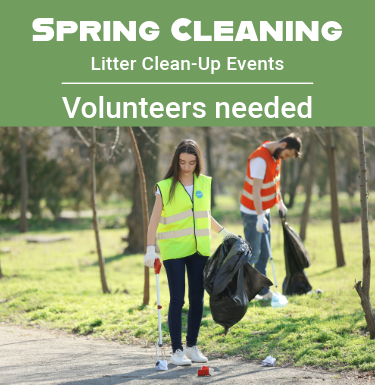 Image of volunteers picking up litter. Volunteers wanted events. 
