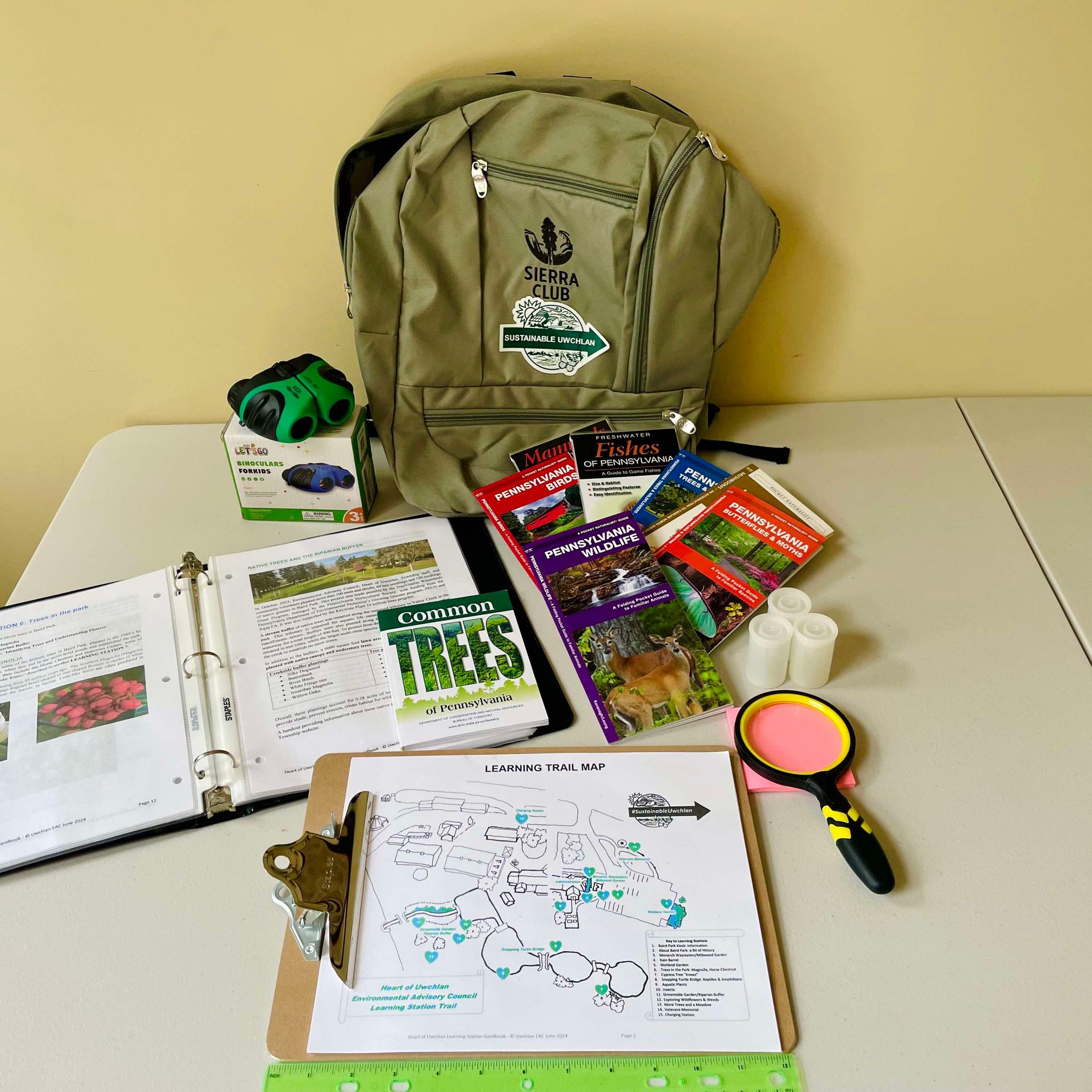 Learning Trail Backpack and contents on display